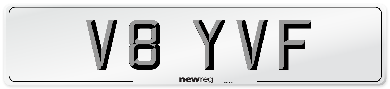 V8 YVF Number Plate from New Reg